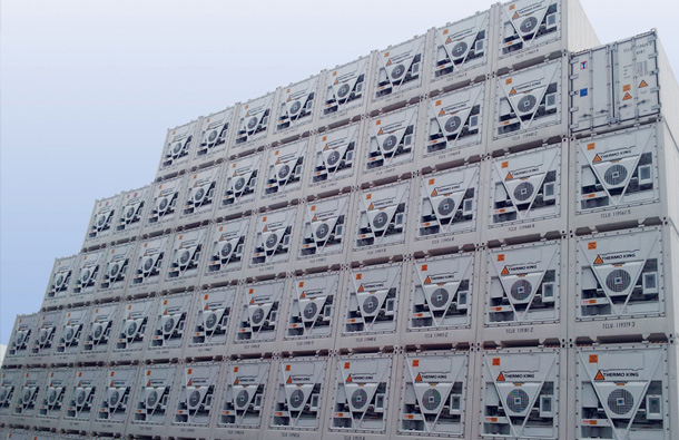 Stack of containers with Thermo King Magnum Units